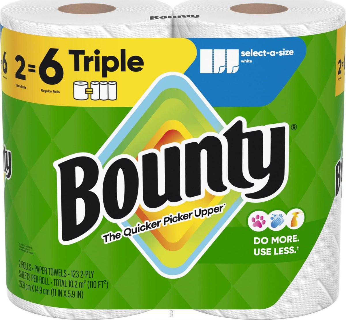 Bounty Select-A-Size Paper Towels, White, 8 Triple Rolls = 24 Regular Roll