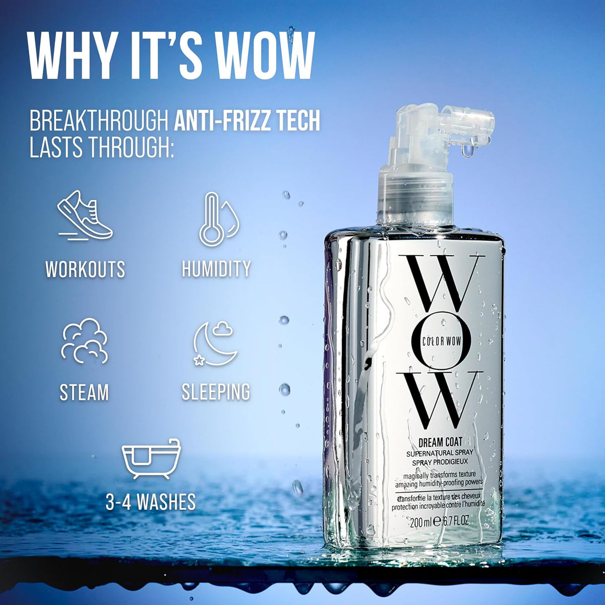 COLOR WOW Dream Coat – Anti-Humidity Frizz Control Spray for Glass Hair