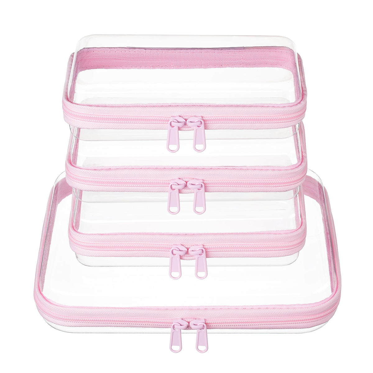 4 pcs Clear Zipper Pouches,Hard Shell Zipper Case