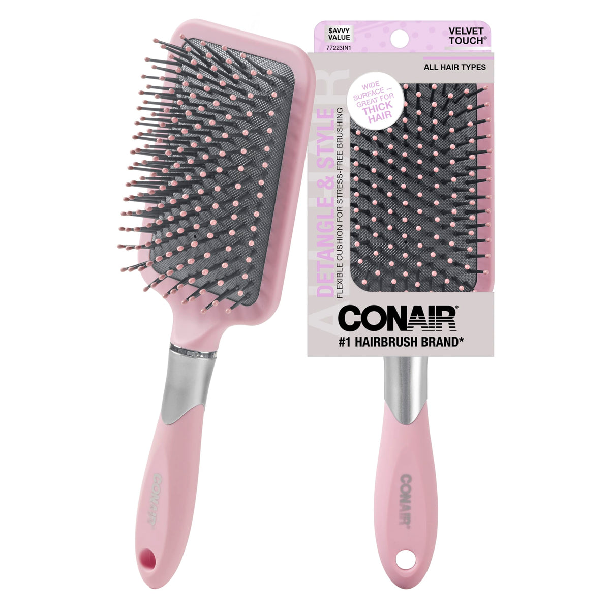 Conair Paddle Hair Brush, Ultra Wide Detangling Design for Thick Hair