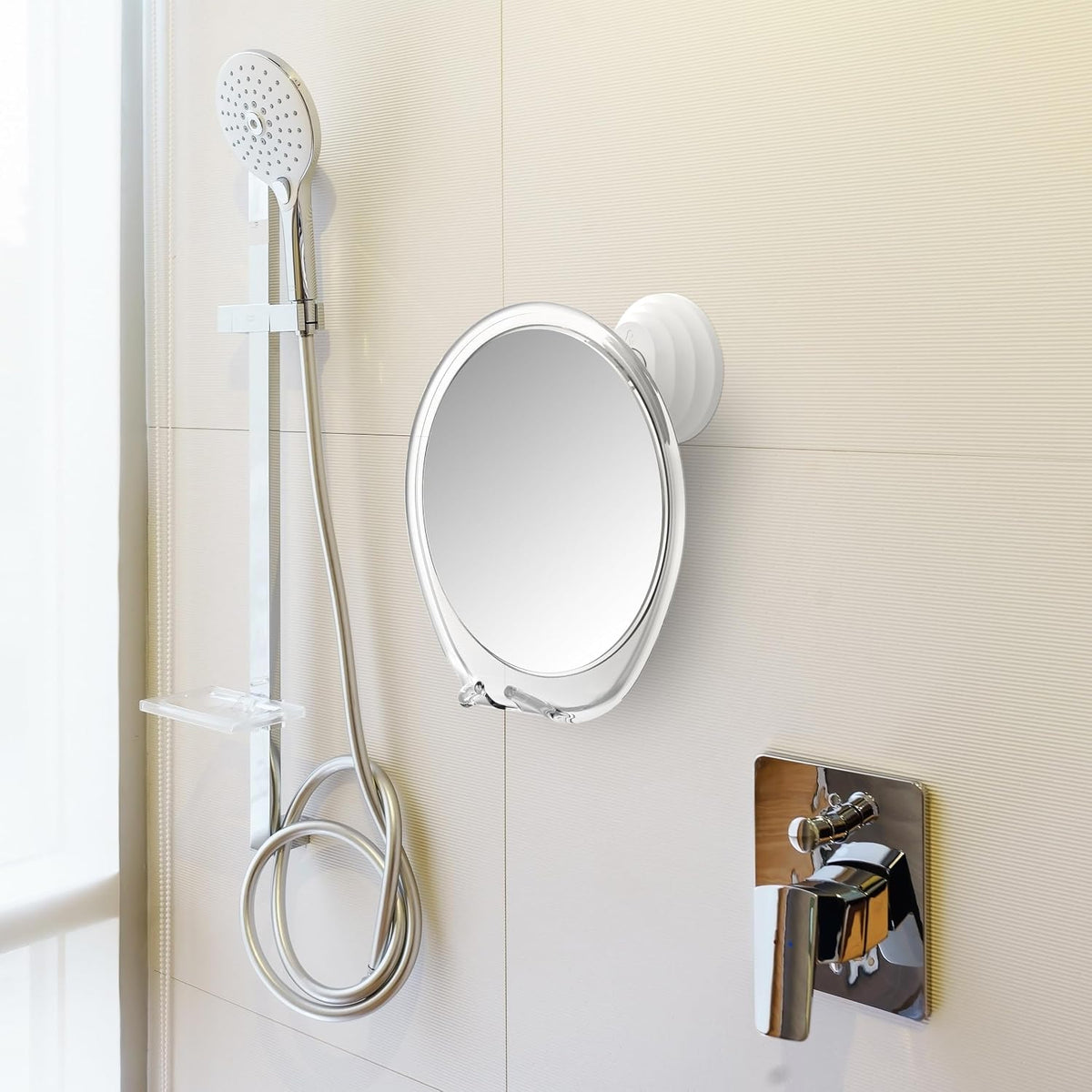 HONEYBULL Fogless Shower Mirror for Shaving with Suction Mount, White