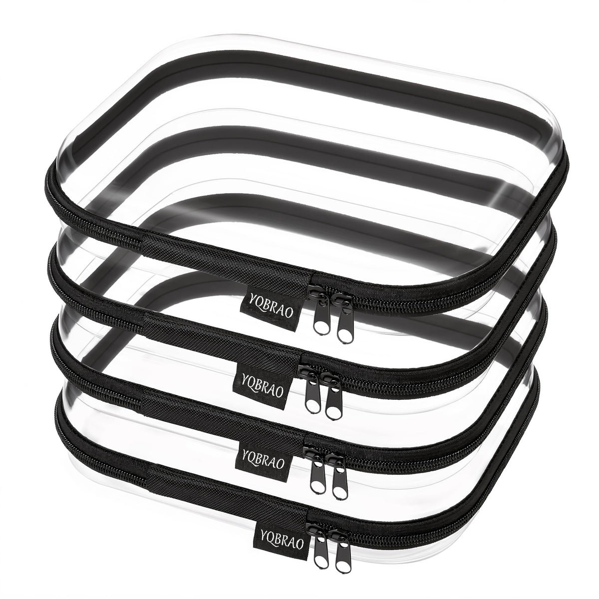 YQBRAO Clear Hard Shell Zipper Cases, Diaper Bag Organizer Pouches, White