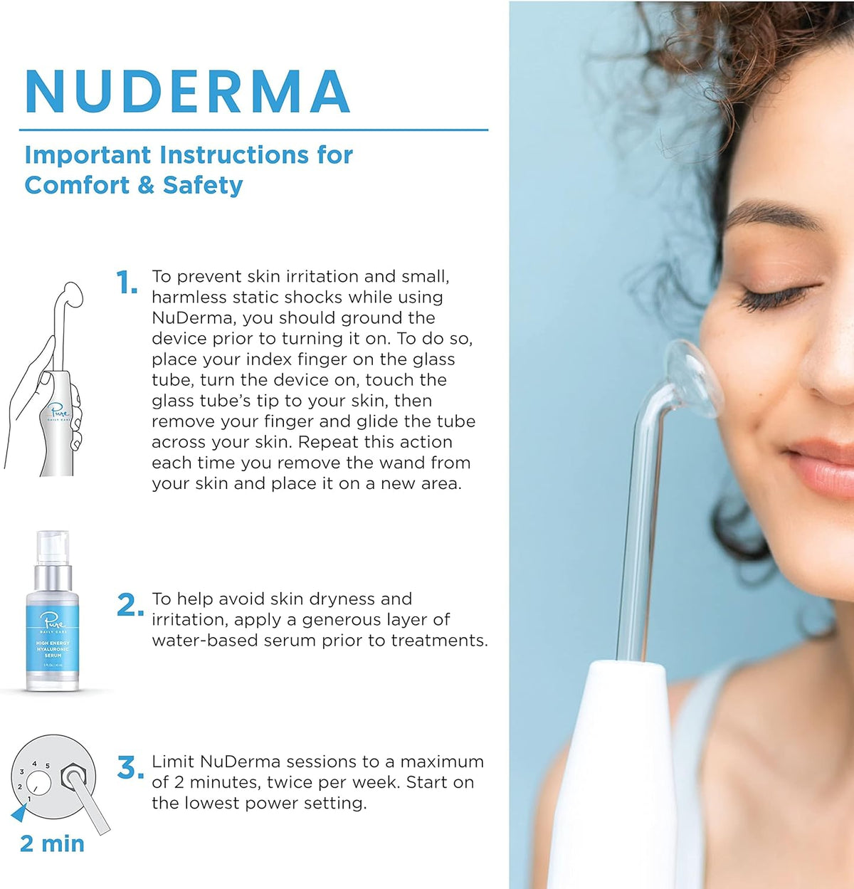 Pure Daily Care NuDerma Clinical Portable Skin Therapy Wand, Machine with 6 Fusion Neon + Argon Wands – Anti Aging - Clarifying - Skin Tightening & Radiance - Wrinkle Reducing