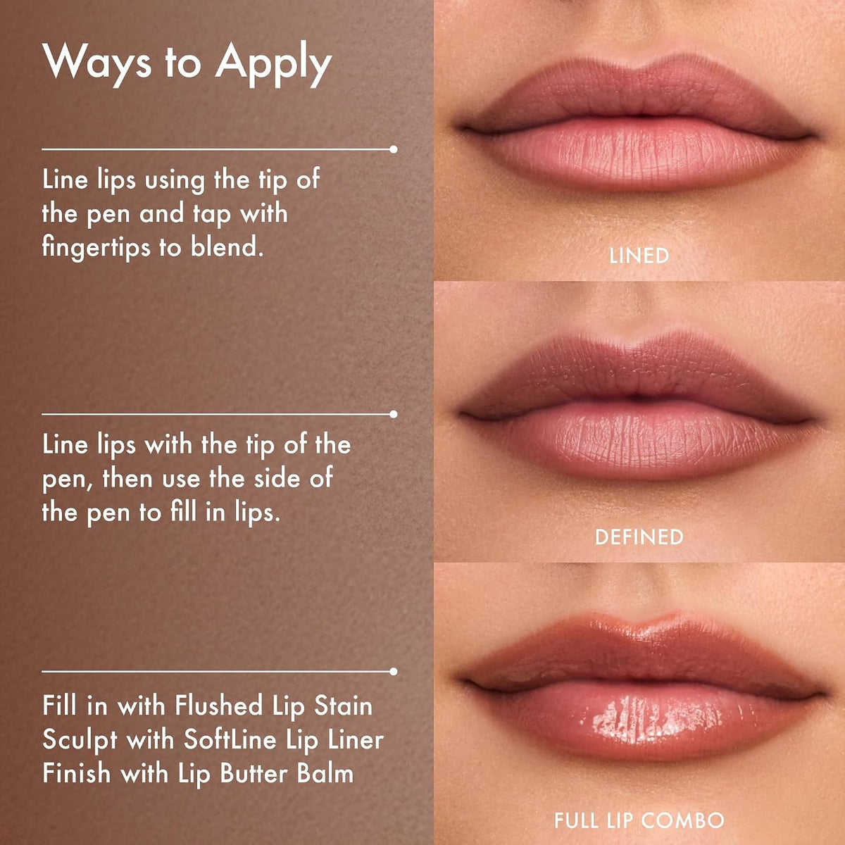 Summer Fridays Flushed Lip Stain Liner, 12hr Wear & Transfer-Proof, Almond
