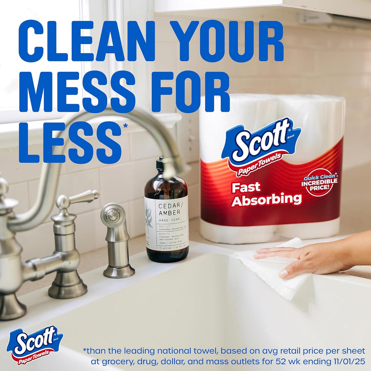 Scott Paper Towels, Choose-A-Sheet, 6 Double Rolls, 108 Sheets Per Roll
