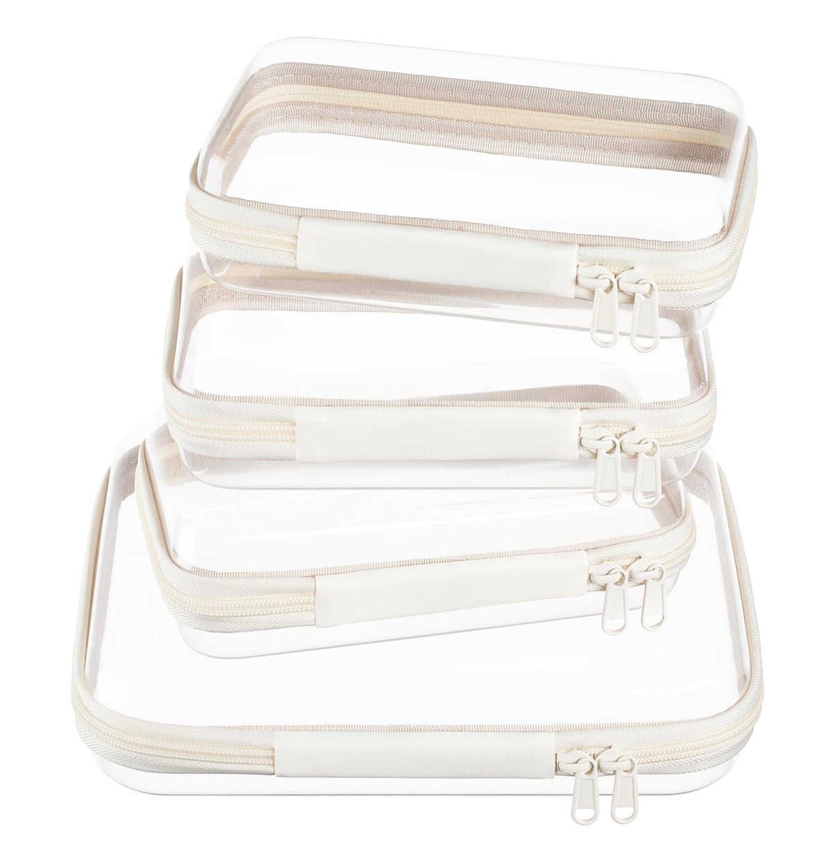 4 pcs Clear Zipper Pouches,Hard Shell Zipper Case