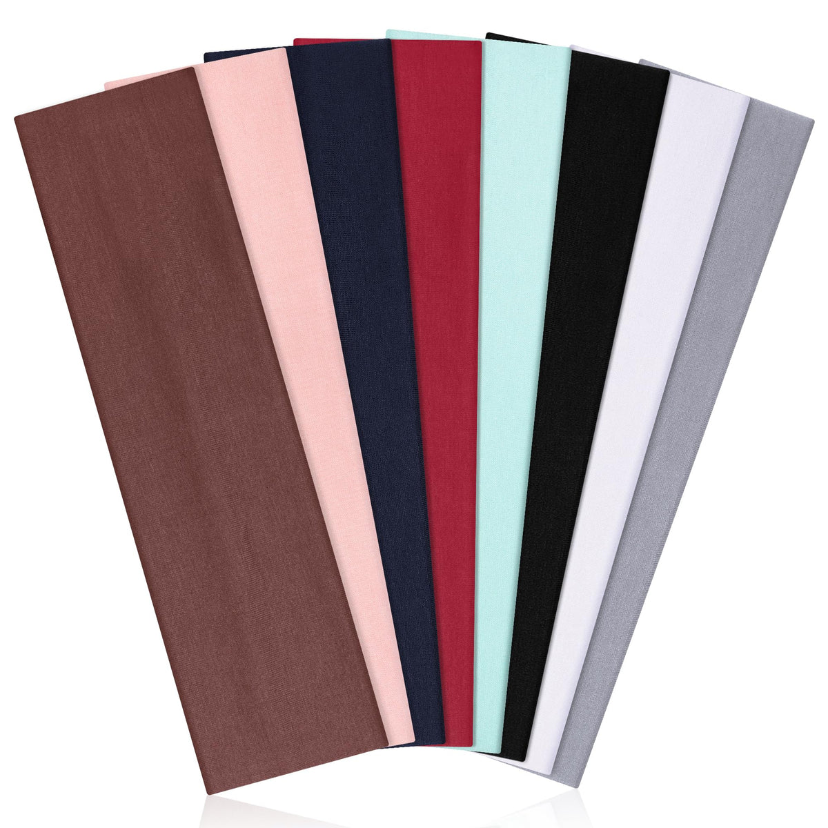 Ztomine Headbands for Women, 8pcs Stretchy Non Slip Soft Cotton Cloth Hair Bands for Sports, Workout, Yoga and Running