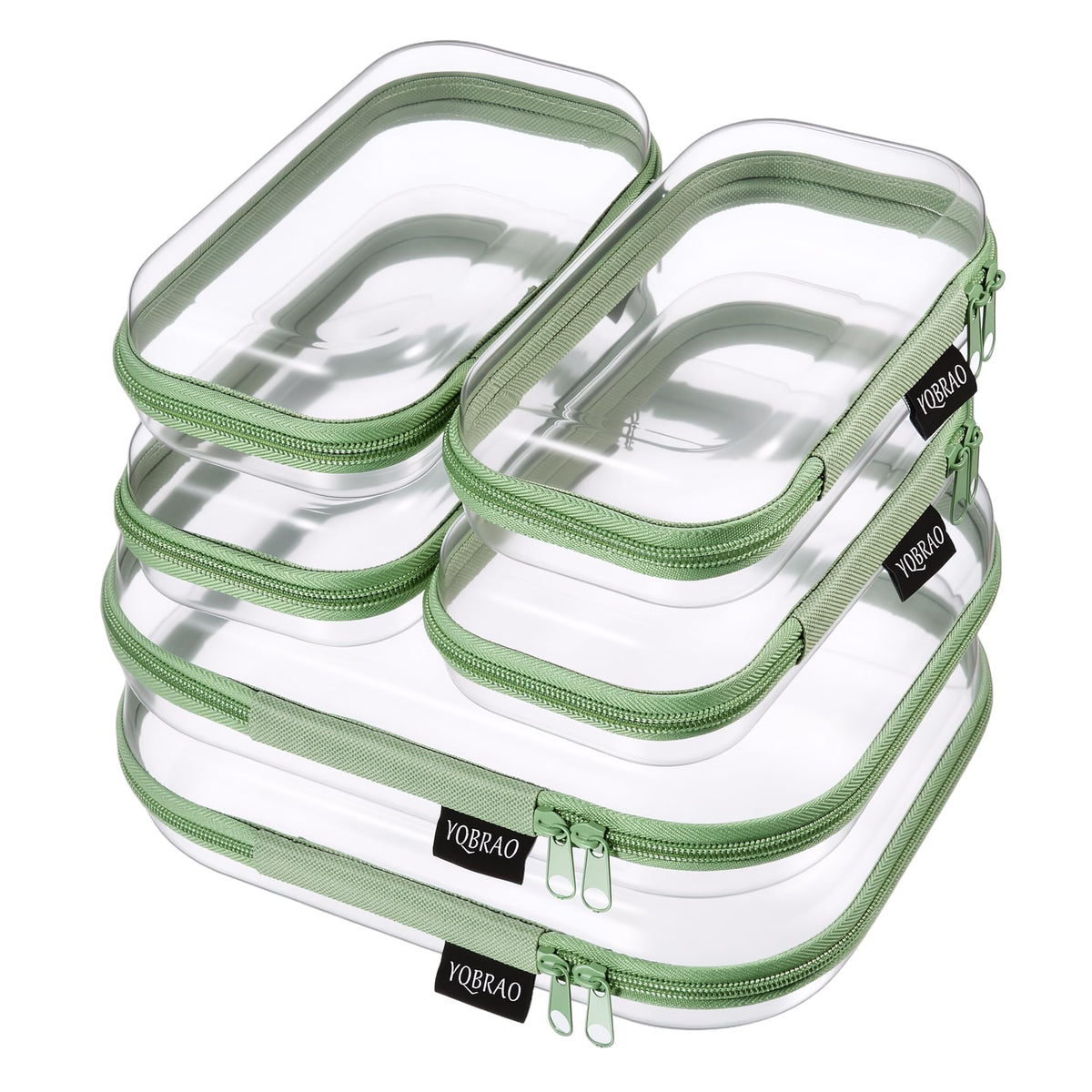 YQBRAO Clear Hard Shell Zipper Cases, Diaper Bag Organizer Pouches, White