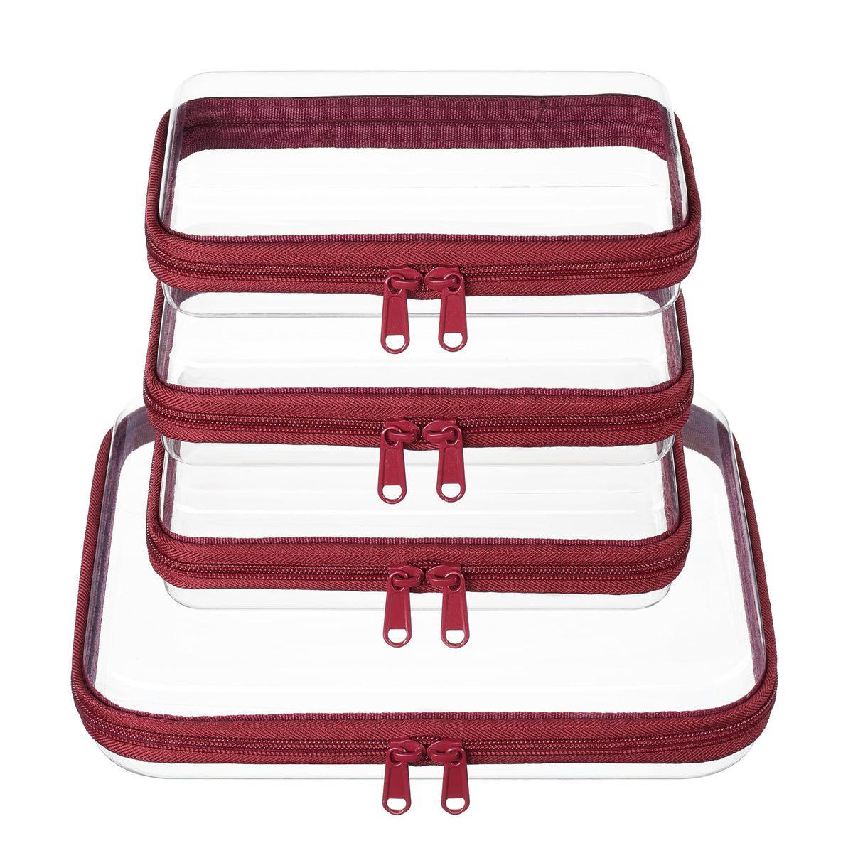 4 pcs Clear Zipper Pouches,Hard Shell Zipper Case