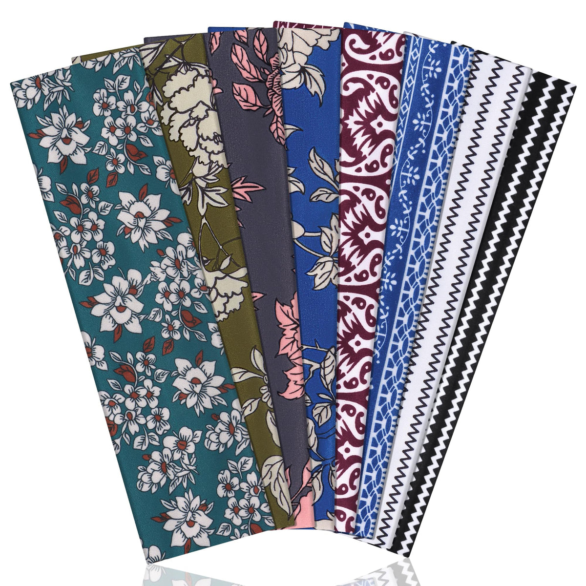 Ztomine Headbands for Women, 8pcs Stretchy Non Slip Soft Cotton Cloth Hair Bands for Sports, Workout, Yoga and Running