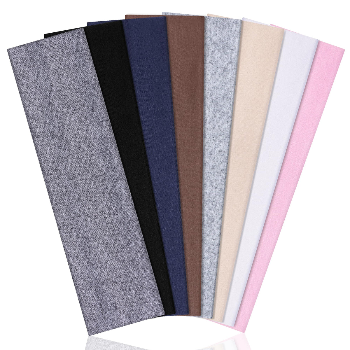 Ztomine Headbands for Women, 8pcs Stretchy Non Slip Soft Cotton Cloth Hair Bands for Sports, Workout, Yoga and Running