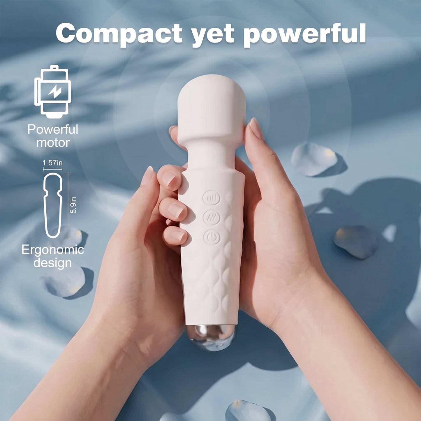 Mini Portable Handheld Massager - 8 Speeds & 20 Modes | White