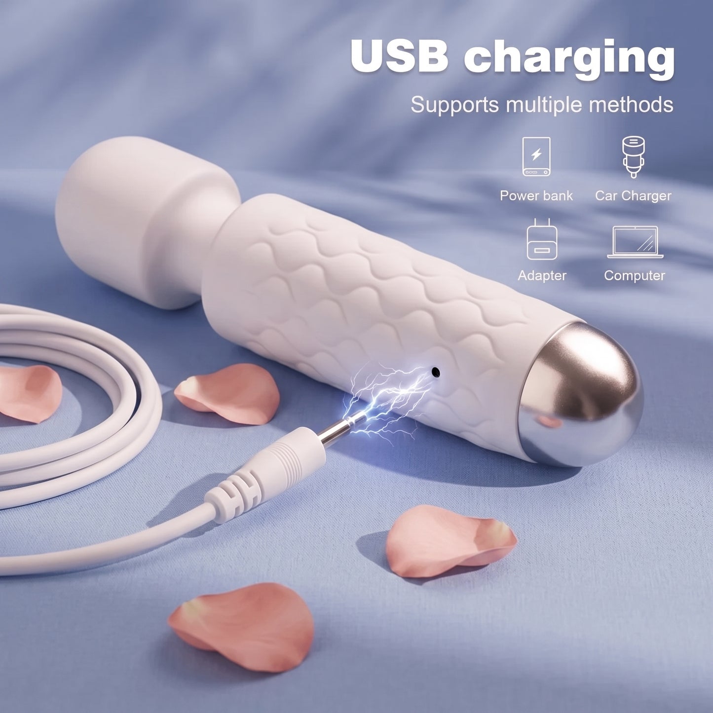 Mini Portable Handheld Massager - 8 Speeds & 20 Modes | White